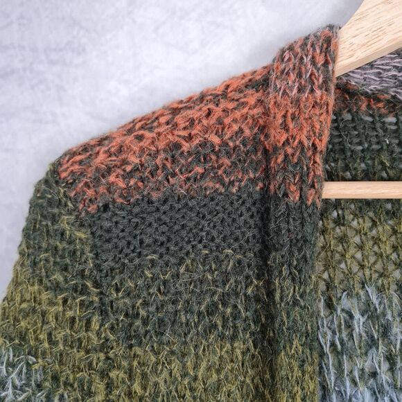 Anthropologie Duster Cardigan Womens OS Gray Striped Open Knit Lightweight - Picture 3 of 16